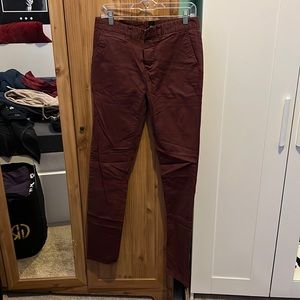 ASOS mens burgundy skinny fit pants